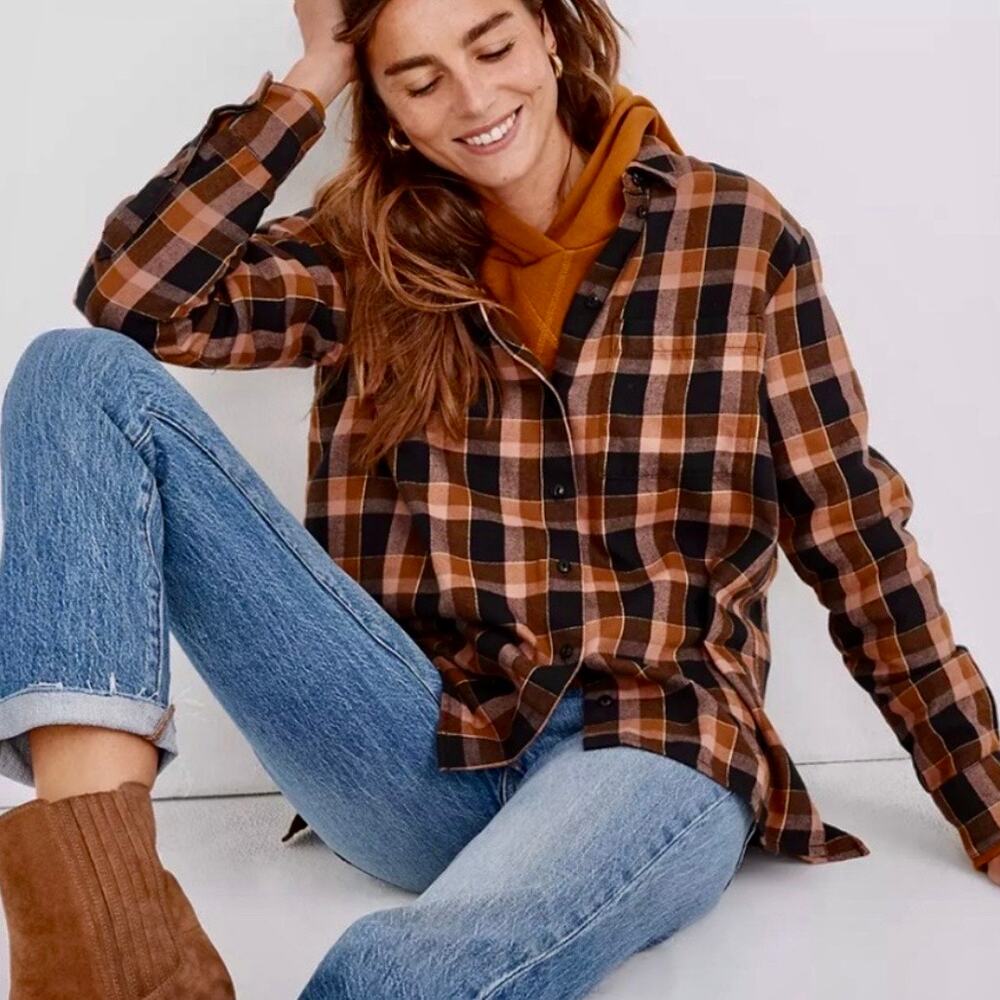 Madewell Flannel Oversized Ex-Boyfriend Shirt in Gideon Plaid size Small